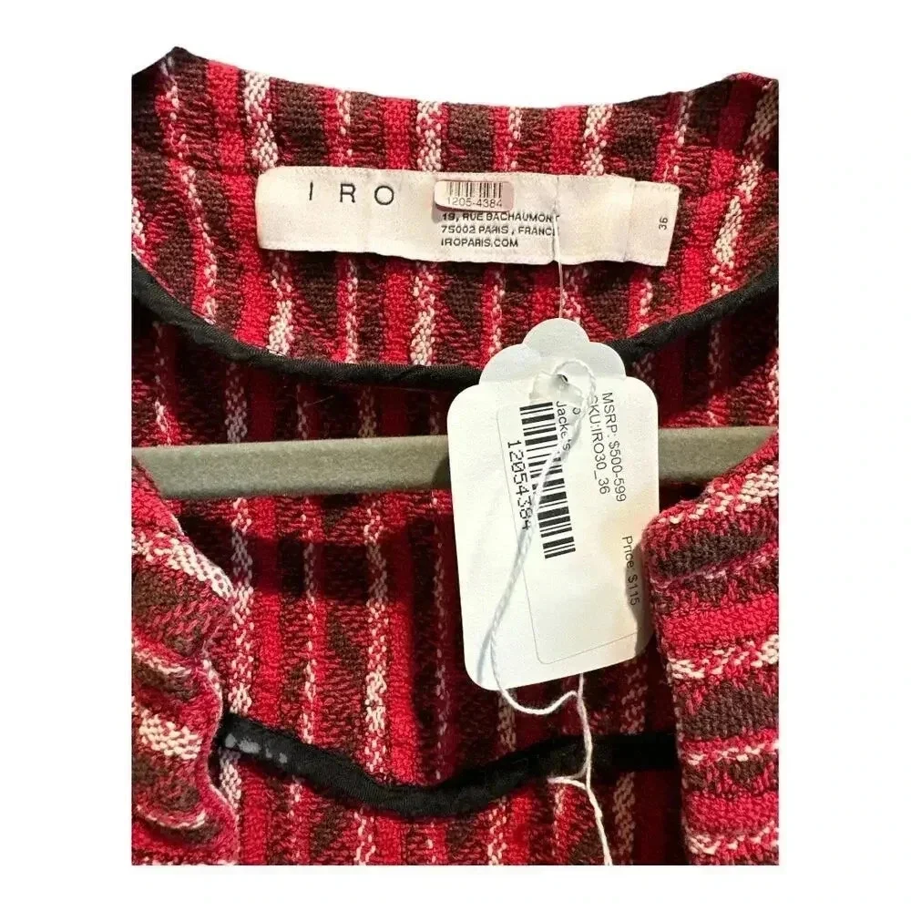 IRO Red, White & Black Inland‎ Tweed Striped Jacket